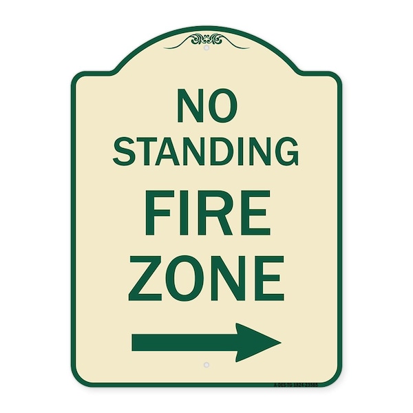 Signmission No Standing Fire Zone W/ Right Arrow Heavy-Gauge Aluminum Sign, 24" x 18", TG-1824-23585 A-DES-TG-1824-23585 - main